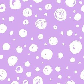 Paint Drops Polka Dots // White on Lavender  