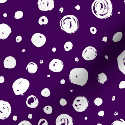 Paint Drops Polka Dots // White on Eggplant 