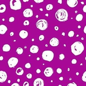 Paint Drops Polka Dots // White on Fuchsia  