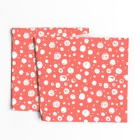 Paint Drops Polka Dots // White on Living Coral 