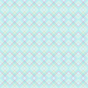 diamond grid rainbow light blue