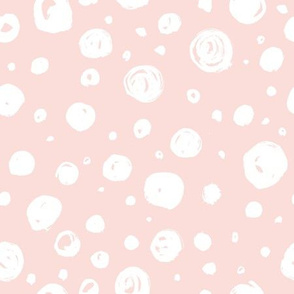 Paint Drops Polka Dots // White on Lt. Peachy Pink 