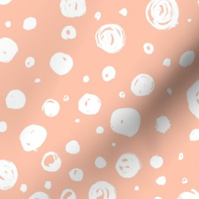 Paint Drops Polka Dots // White on Peachy  