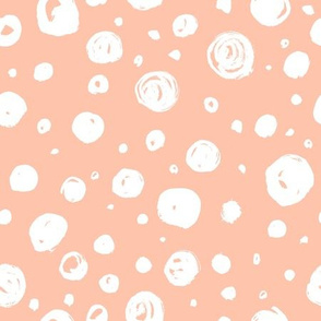 Paint Drops Polka Dots // White on Peachy  