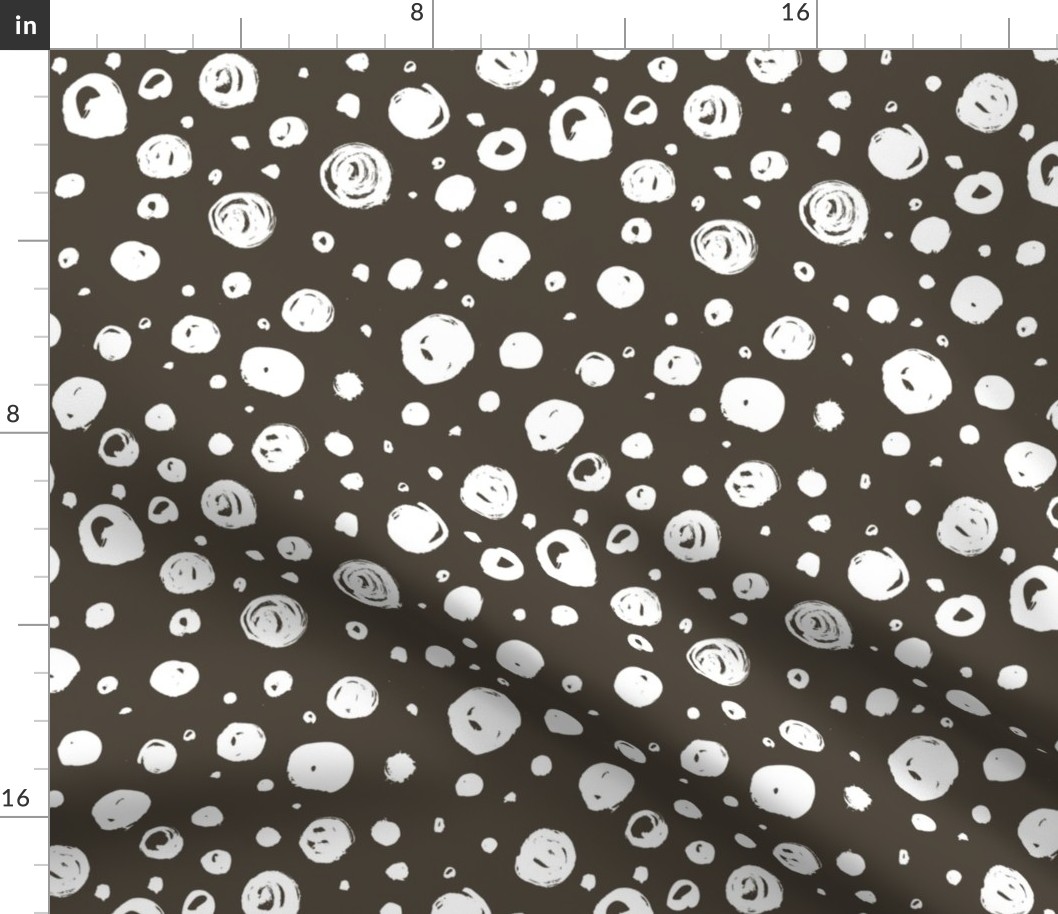 Paint Drops Polka Dots // White on Charcoal 