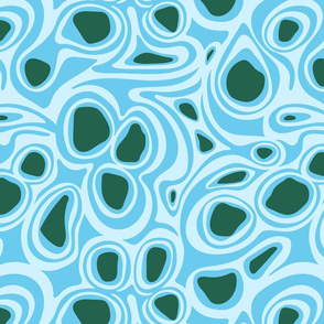 For the Love of Water Abstract Eco Environmental Flowing Outdoors Design in Blue White Teal - SMALL Scale - UnBlink Studio by Jackie Tahara