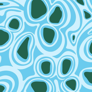 For the Love of Water Abstract Eco Environmental Flowing Outdoors Design in Blue White Teal - LARGE Scale - UnBlink Studio by Jackie Tahara