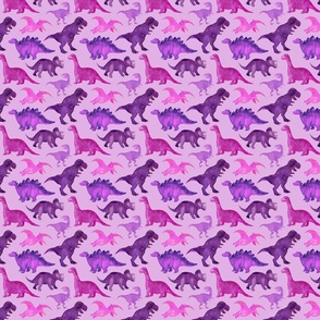 Pink Purple Watercolor Dinos Purple- Small 