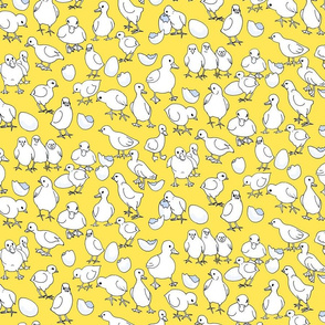 textile-chicks and ducklings-black_white_ yellow half drop