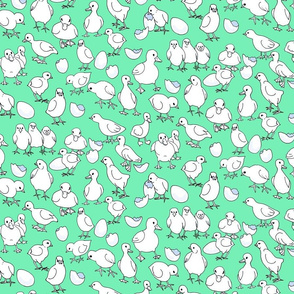 textile-chicks and ducklings-line mint half drop