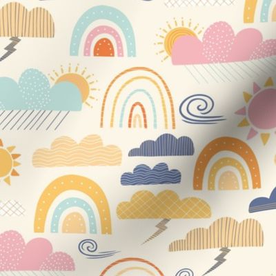 Rainbow Weather - Clouds and Sun - Medium - Clothes - Quilting
