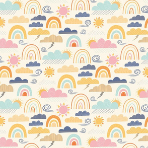 Rainbow Weather - Clouds and Sun - Medium - Clothes - Quilting