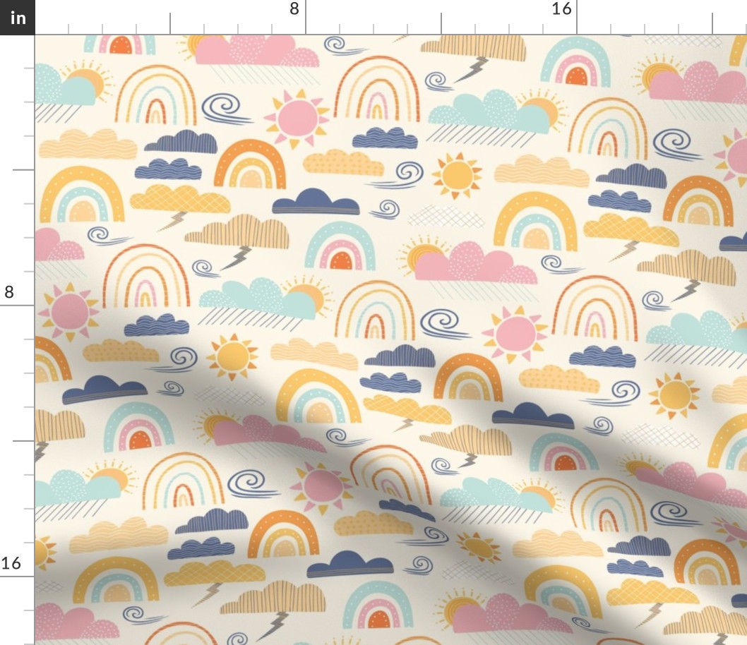 Rainbow Weather - Clouds and Sun - Medium - Clothes - Quilting