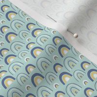 Rainbows- Aqua, Yellow and Blue, Rainbow Weather - Clouds and Sun -Micro - Baby - Nursery - Quilting