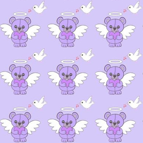 Angel love bears and dove friends purple lilac