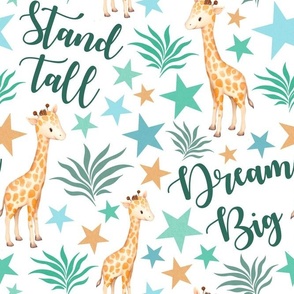 Large Scale Stand Tall Dream Big Giraffes on White