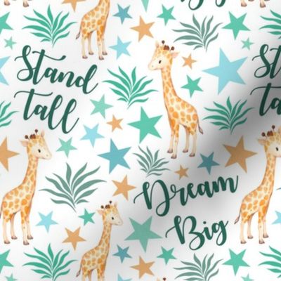 Medium Scale Stand Tall Dream Big Giraffes on White