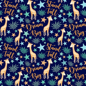 Medium Scale Stand Tall Dream Big Giraffes on Navy