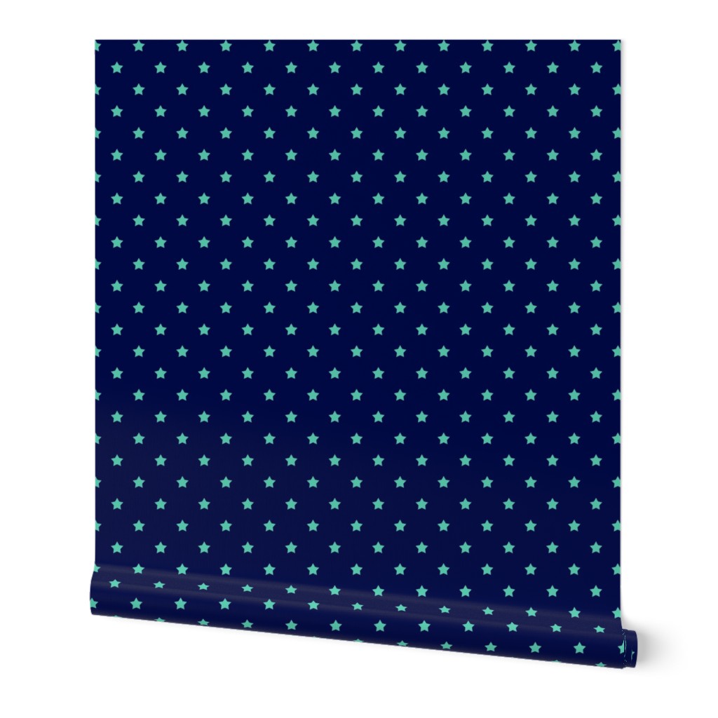 Bigger Scale Spearmint Stars on Navy