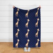 18x18 Pillow Sham Front Fat Quarter Size Makes 18" Square Cushion Giraffe Spearmint Stars on Navy