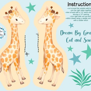 Dream Big Stand Tall Giraffe Easy Cut and Sew Stuffie