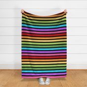 Large Scale Rainbow Textured Stripe Coordinate on Black