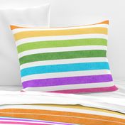 Large Scale Rainbow Textured Stripe Coordinate on White
