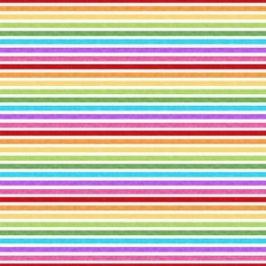 Small Scale Rainbow Textured Stripe Coordinate on White