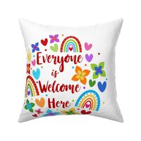 18x18 Pillow Sham Front Fat Quarter Size Makes 18" Square Cushion Everyone is Welcome Here