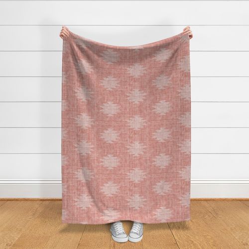 Woven Kilim - coral - large scale - linen textured southwest ikat