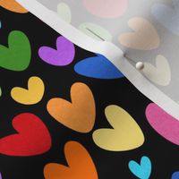 Medium Scale Rainbow Hearts on Black