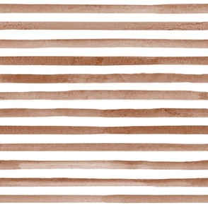 Bigger Scale Watercolor Stripes - Brown and White