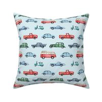 Medium Scale Old Vintage Cars on Light Blue