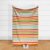 Large Scale Autumn Stripe - Falling Leaves Coordinate on White