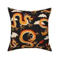 chinese dragons - orange and grey