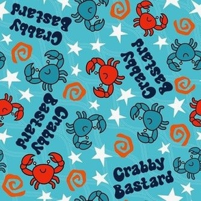 Large Scale Crabby Bastard Sarcastic Sweary Crabs on Blue