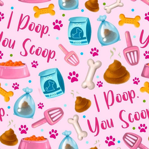 Large Scale I Poop You Scoop Rude Dog on Pink