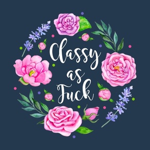 18x18 Panel Classy As Fuck Sarcastic Sweary Adult Humor for DIY Throw Pillow or Cushion Coversy as Fuck Pink Floral on Navy