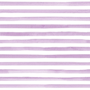 Large Scale Watercolor Stripes - Light Purple on White