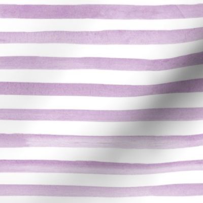 Medium Scale Watercolor Stripes - Purple on White