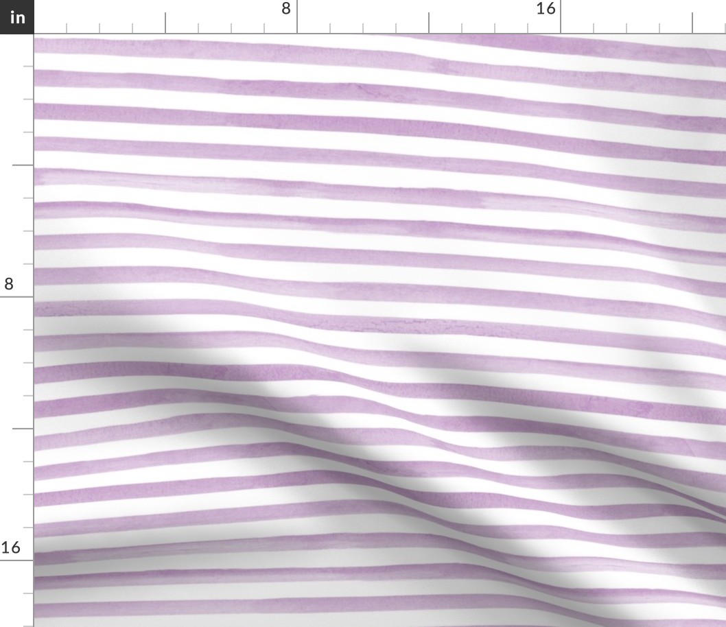 Medium Scale Watercolor Stripes - Purple on White