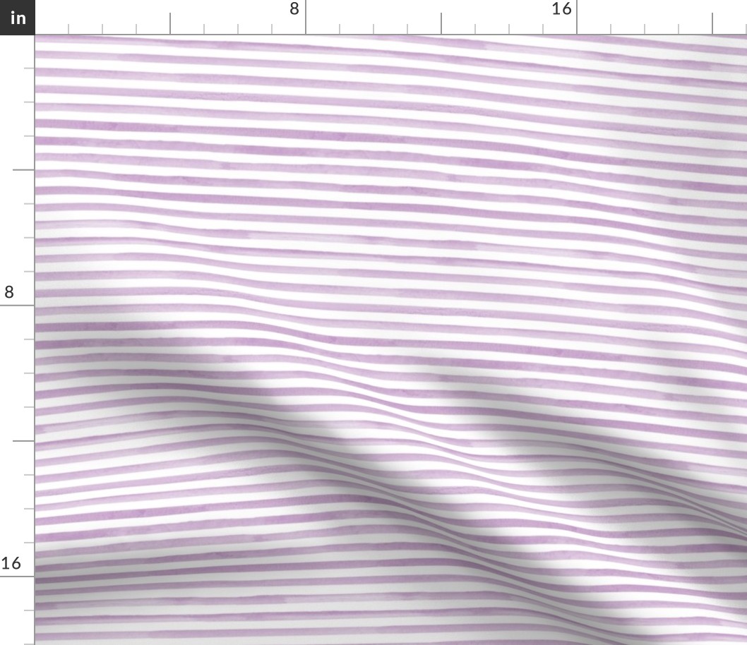 Small Scale Watercolor Stripes - Purple on White