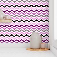 Large Scale Chevron Stripes - Halloween Boo Coordinate Purple Grey Black