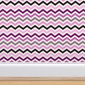 Large Scale Chevron Stripes - Halloween Boo Coordinate Purple Grey Black