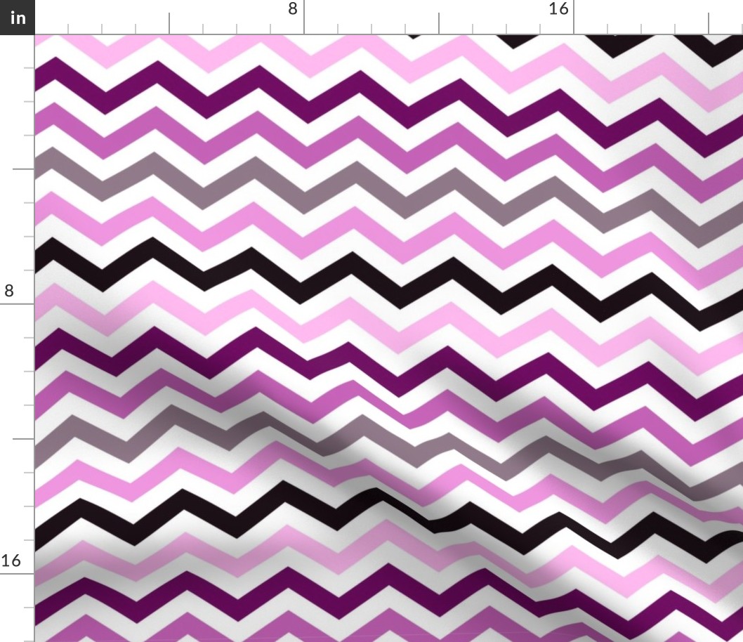 Large Scale Chevron Stripes - Halloween Boo Coordinate Purple Grey Black