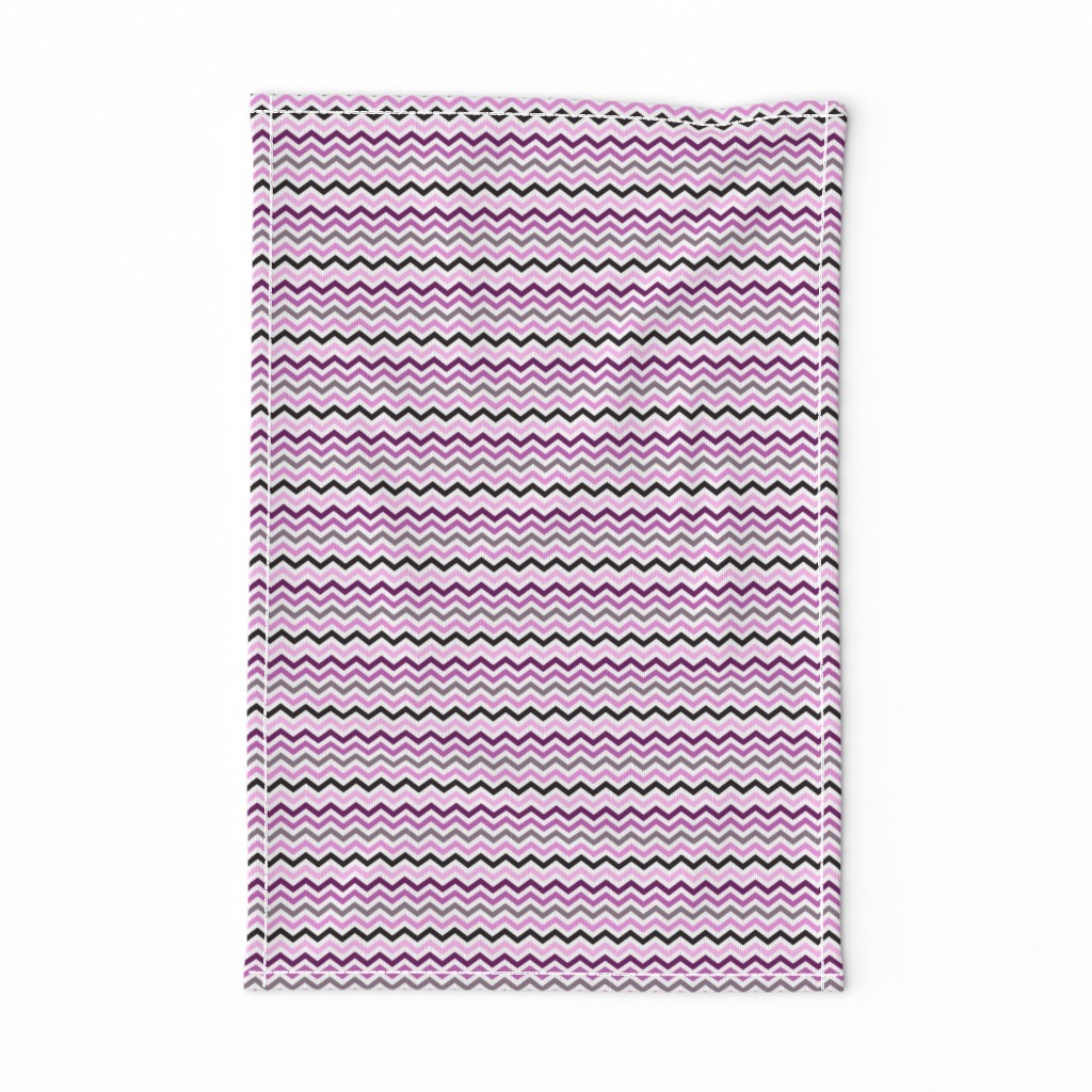 Small Scale Chevron Stripes - Halloween Boo Coordinate Purple Grey Black