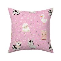 blush farm animals pink