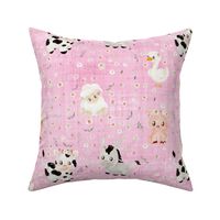 blush farm animals pink linene