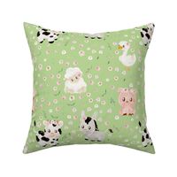 blush farm animals pale green