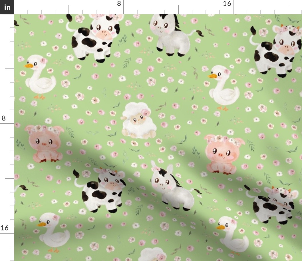 blush farm animals pale green